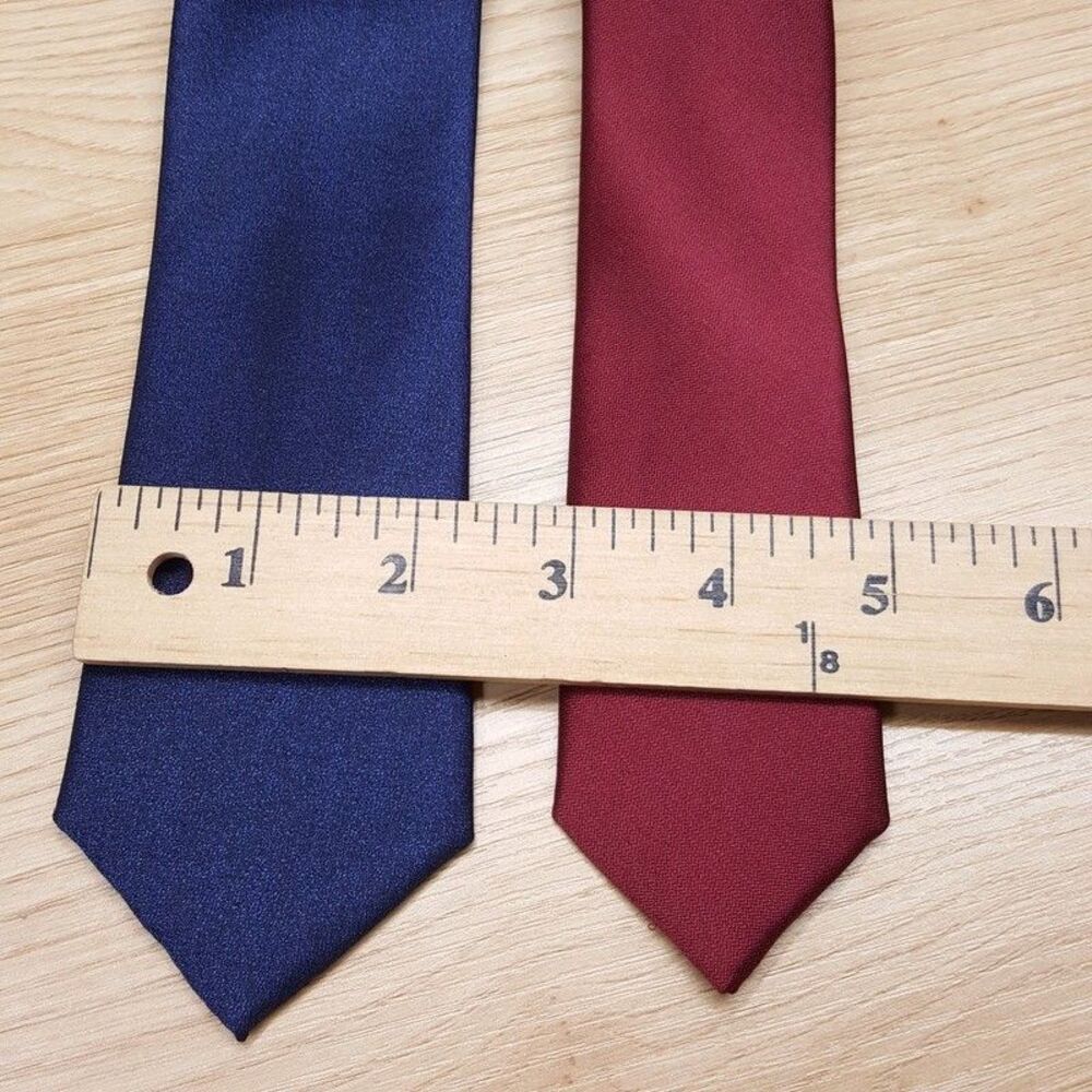 BAR ALFANI Mens Neck Tie Solid Navy Burgundy Slim Skinny Maroon Lot of 2 Necktie - Picture 5 of 6